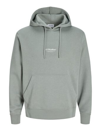 Чоловічий худі з принтом JACK & JONES з органічної бавовни, Normal Fit, колір Slate Gray, XXL