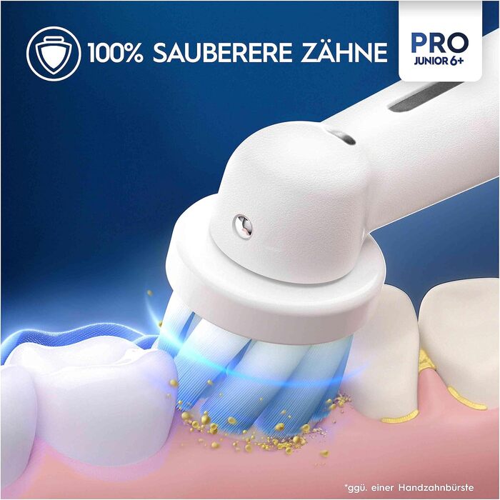 Дитяча електрична зубна щітка Oral-B Pro Junior Frozen, фіолетова — для дітей від 6 років, 3 режими чищення, м'яка насадка в комплекті