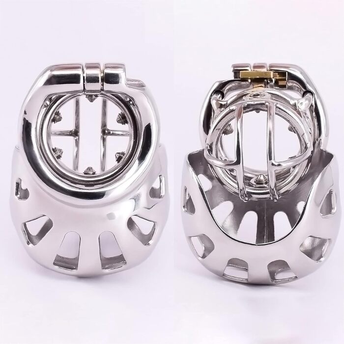 Металевий кайданок для яєчок з кільцем для пеніса, срібний, 40 мм | Кайданок для яєчок, преміум якість