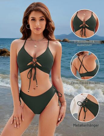 Бікіні Blooming Jelly Push-Up з вирізами та шнурівкою, зелений, розмір M - Купальник жіночий