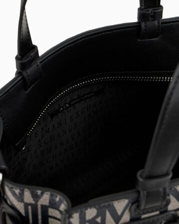 Сумка крос-боді Armani Exchange з логотипом, бежево-чорна, універсальний розмір