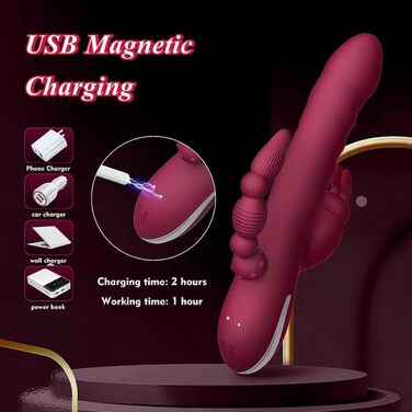 Вібратор-дилда JFRong 3-в-1 для жінок: стимуляція G-точки, клітора та анусу. 10 режимів вібрації та телескопічна конструкція. Інтимні іграшки для дорослих