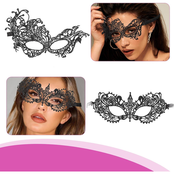 Маска для карнавалу та свят: 8 шт. мереживних масок для жінок (2 стилі: мереживо, фенікс)