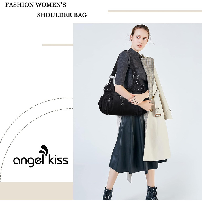 Жіноча сумка-шопер Angelkiss через плече з екошкіри, велика сумка-хобо та крос-боді чорного кольору