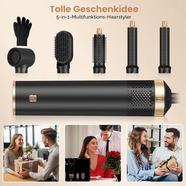 Мультистайлер для волосся 5 в 1 UKLISS Airstyler: фен, вирівнювач, круглий браш та локони, чорний