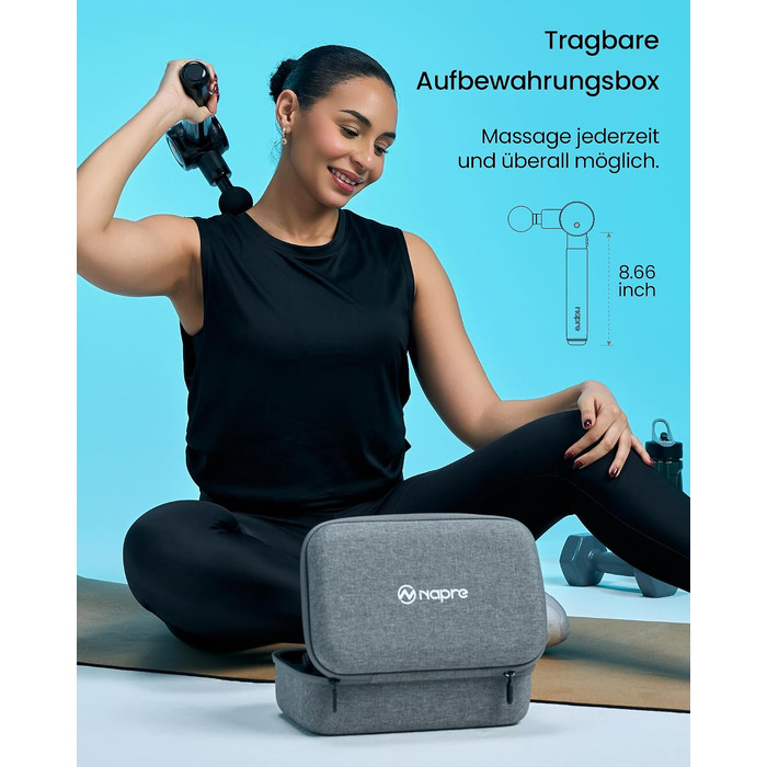 Перкусійний масажер Napre Massage Gun з подовжувачем та 3 кутами нахилу для спини, шиї та плечей, чорний/синій