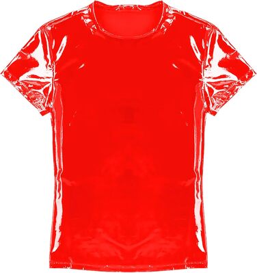 Чоловіча сорочка з лакованої шкіри Wetlook AIEOE, червона, XL - сексуальний образ для вечірок