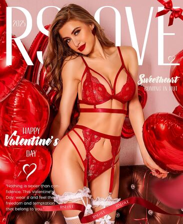 RLOVE: Сексуальний боді-піжама з тедді, бавовна, з поясом, чорний/червоний (M)