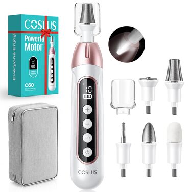 Акумуляторний електричний апарат для манікюру та педикюру COSLUS C60, 45000 об/хв для гель-нігтів (Рожеве золото та Білий)