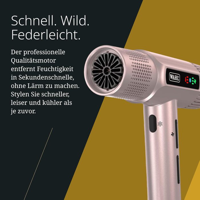Професійний іонний фен Wahl Vanquish Rose Gold, 1600 Вт, FlowControl, з магнітним диффузором та концентратором