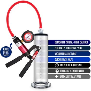 Пеніс-насос NAIXBTY з манометром та зручним руків'ям. Матеріал: силікон. Для чоловіків. Збільшення ерекції, посилення потенції, збільшення статевого члена. Інтимні іграшки для дорослих. Розміри: 31 * 6.4 см