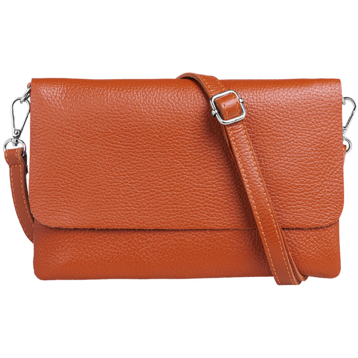 Жіноча шкіряна сумка-клатч Caspar Elegante Classic Line (модель №835), сумка через плече для вечірок з регульованим ременем, Made in Italy, іржаво-помаранчева