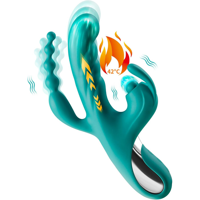 Вібратор G-Punkt Rabbit 3-в-1: анальний дildo, стимулятор клітора, для жінок. Силіконовий вібратор, іграшки для дорослих, для пар. 5 режимів вібрації, XXL