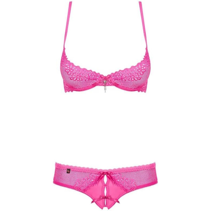Сексуальний жіночий комплект нижньої білизни Selente Love & Fun: бюстгальтер, танга, бандаж, маска для очей, рожевий, L-XL, Made in EU
