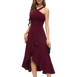Вечірня сукня Bbonlinedress: елегантна довга сукня макси з відкритою спиною (halter neck) для весілля та коктейльних вечірок, бордова, розмір XL
