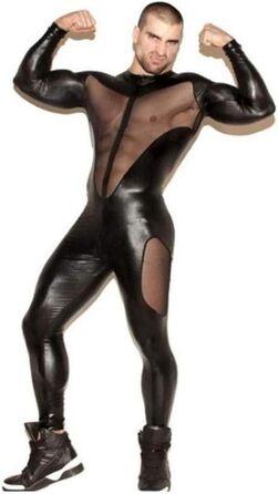 Комбінезон з латексу для чоловіків MIAOXIAO, мокрий ефект, повний костюм, боді, L