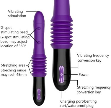 Автоматичний мастурбатор-пістолет з 10 режимами вібрації, телескопічною функцією, реалістичним заходом. Іграшка для дорослих для жінок, фіолетовий
