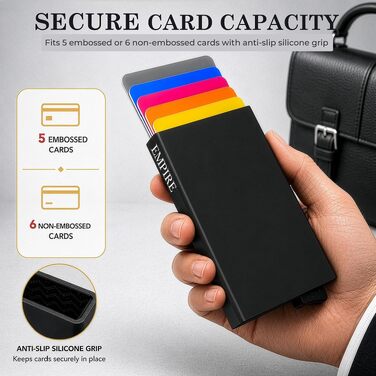 Чоловічий картхолдер Empire Jet Black — тонкий мінімалістичний гаманець з RFID/NFC захистом для кредитних карток