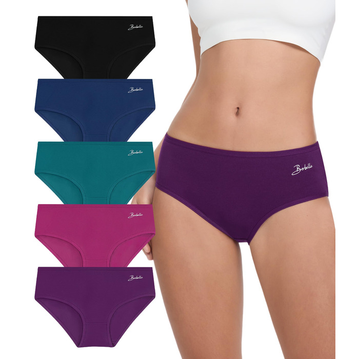 Бобель Труси жіночі бавовняні, 5 шт. у пакунку, дихаюча тканина, м'які, еластичні сліпи (S-XXL), кольорові