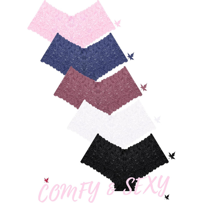 Сексуальна білизна ALL OF SHE: труси для жінок, труси-боїшоти з V-подібною талією, мереживо, великі розміри, 5 шт., блакитний, білий, пудрово-рожевий, каштано-коричневий, чорний L