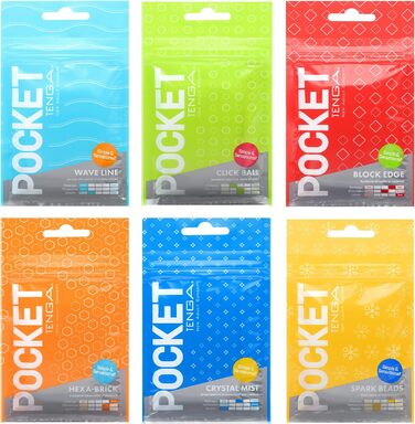 Набір мастурбаційних іграшок Pocket Tenga Series (Wave Line, Click Ball, Block Edge, Hexa-Brick, Crystal Mist, Spark Beads)