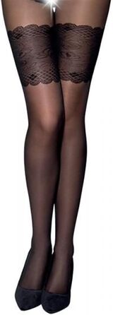 Чорні мереживні шторхи з відкритим кроком для жінок, прозорі, еластичні