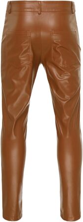 Чоловічі лосини з ефектом вологості, шкіряні лосини-легінси з виступаючими кишенями, обтягуючі, з еластичної штучної шкіри, Slim Fit, прямий крій, еротичні штани (3XL, Коричневий B)