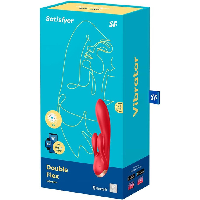Вібратор Satisfyer Double Flex Connect з Bluetooth-додаток | Інтимні іграшки для жінок | Водонепроникний (IPX7) | З високоякісного силікону | Перезаряджається | Червоний