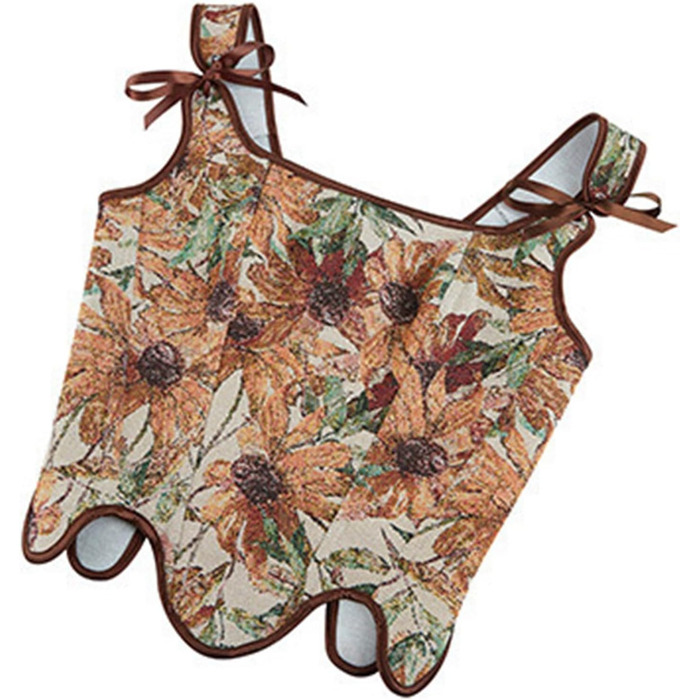 Корсет жіночий Vobrust, корсаж, корсет для Октоберфесту, готичний, вінтажний, бюстєль, корсет для сцени, жаккард, сатин, з кісточками, для Хелловіну, карнавалу, шнурування (кава, S)