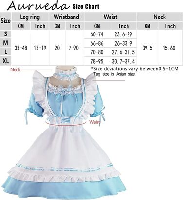 Костюм горничної в стилі аніме: костюм горничної, косплей, костюм на Хелловін, блакитний колір, розмір L