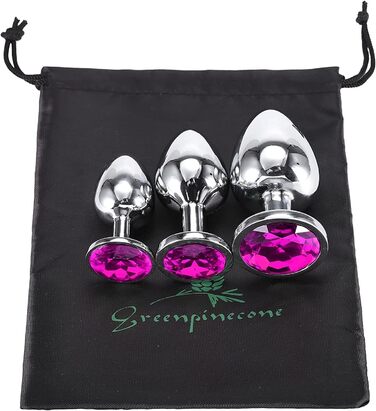 Набір анальних пробок Klein Medium Groß з металу: Butt Plug з кристалами та діамантами, темно-фіолетовий