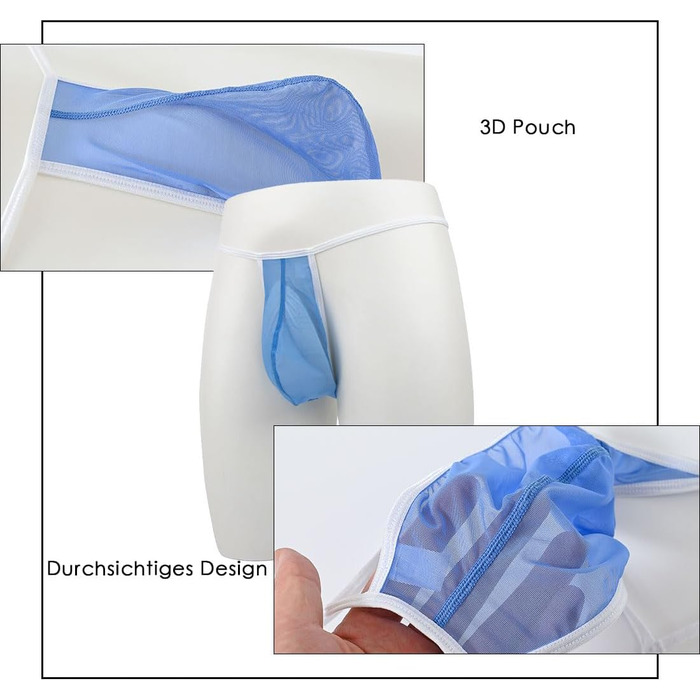 Сексуальна чоловіча білизна BIATWOWR: прозорі стрінги з дихаючого матеріалу, м'які, кольори: помаранчевий, жовтий, блакитний, розмір 3XL