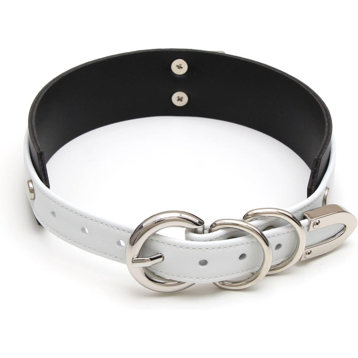 Чокер з кільцем Lalatia для жінок: шкіряний чокер, кольори чорний, білий, сріблястий