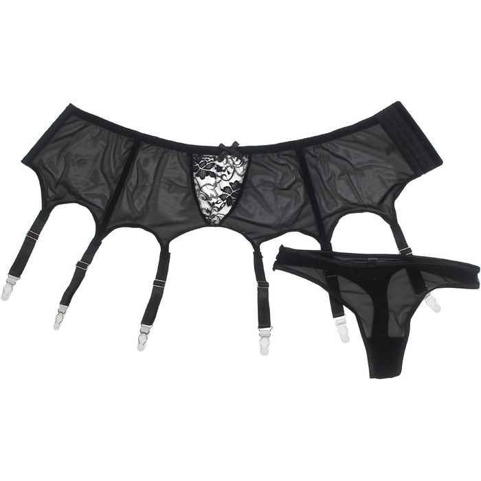 Чоловічі/Жіночі пояси для панчіх з високою талією, 2 шт., великі розміри, мереживо, 6 ремінців, чорний