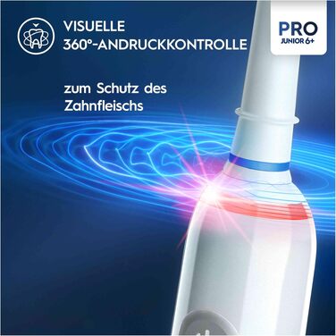Дитяча електрична зубна щітка Oral-B Pro Junior Frozen, фіолетова — для дітей від 6 років, 3 режими чищення, м'яка насадка в комплекті