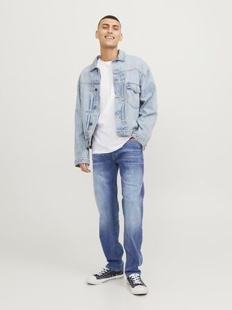 Чоловічі джинси Jack & Jones Comfort Fit JJIMIKE синього кольору (Blue Denim), розмір 36W/34L