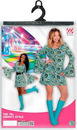 Сукня у стилі 70-х W WIDANN ILANO Party Fashion для жінок, з бахромою, для карнавалу, фестивалю, вечірки (XS, Waves)