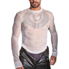 Чоловіча сітчаста футболка GENEMEN, прозора, сексуальна, з короткими рукавами, для вечірок, біла, XL