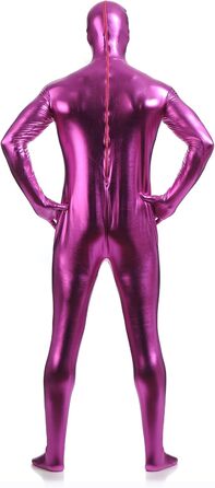 Боді для чоловіків LEEMQCYA, блискучий, металік, Wetlook, з довгими рукавами, повноекранний танцювальний костюм з масковою обробкою, лаковий шкіряний комбінезон (3XL/195-200см, Рожевий)