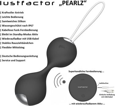 Vibratorei Lustfactor PEARLZ DeLuxe: Бездротовий вібратор із пультом керування для жіночої стимуляції | Зілікон, перезаряджається