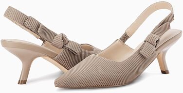 Жіночі туфлі-слингбеки Coutgo з гострим носком на низьких підборах (kitten heel), світло-кавовий колір, розмір 39 EU