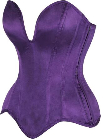 Корсет Daisy Corsets з кісточками, суцільнокроєний, з атласу, з пуговою застібкою, з високою талією, фіолетовий (2X)