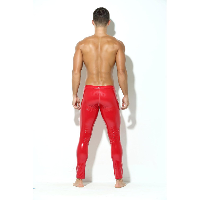 Чоловічі шкіряні лосини Bodywear4you з ефектом лак-латексу, облягаючі, червоні (M)