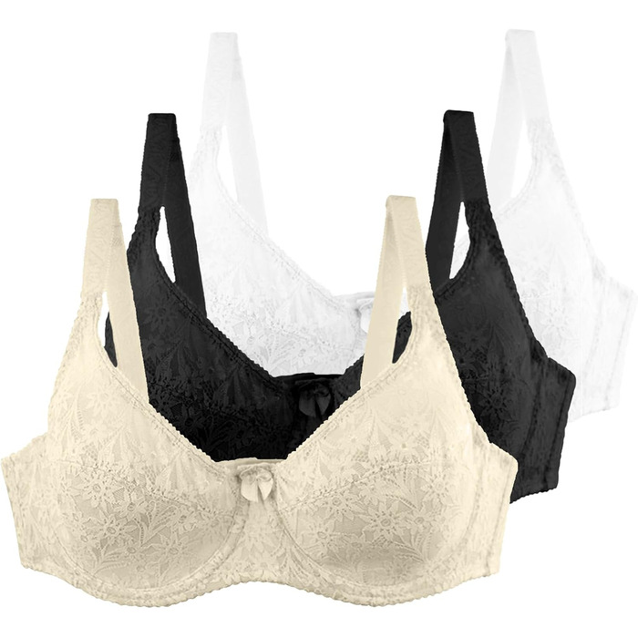 3er комплект бюстгальтерів без кісточок для жінок Push Up, сексуальний, зручний, дихаючий, класичний спортивний бюстгальтер для йоги, фітнесу, повсякденного носіння, кольори: рожевий, винний, білий (бежевий, чорний, білий), розмір 95D