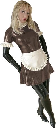 Костюм горничної в стилі аніме Sissy Cosplay: сукня з довгим рукавом, латекс, чорно-білий фартух, Sexy Lolita, 3XL