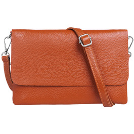Жіноча шкіряна сумка-клатч Caspar Elegante Classic Line (модель №835), сумка через плече для вечірок з регульованим ременем, Made in Italy, іржаво-помаранчева