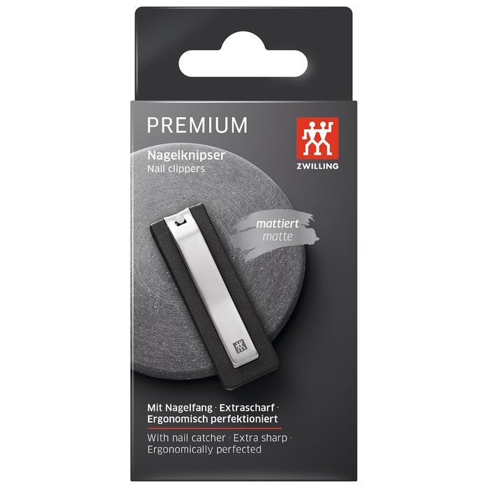 Кусачки для нігтів ZWILLING Premium з контейнером для збору стріжки, ергономічний важіль, вигнуте лезо, чорні, 80 мм