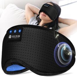 Bluetooth маска для сну LOVE EYE для тих, хто спить на боці, з ультратонкими навушниками, дихаюча бавовняна тканина, чорна