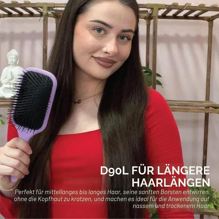 Щітка-розплутувач для волосся Denman Tangle Tamer Ultra D90L для кучерявого та натурального волосся, фіолетова