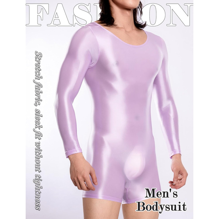 Комбінезон AIEOE для чоловіків, блискучий, прозорий, спортивний, танцювальний, обтислий, сексуальний, боді, XL (фіолетовий)
